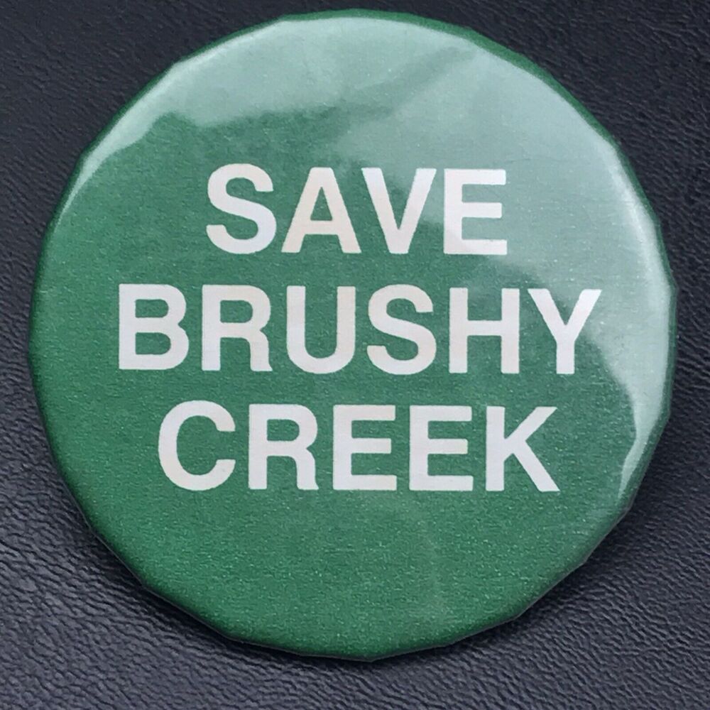 Save Brushy Creek Vintage Pin Button Green and White Environmental